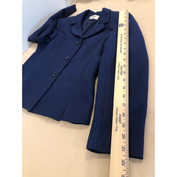 Le Suit Women 6P Jacket 3 Button Closure Lapel Notch Collar Blue Lined Executive - Picture 8 of 9